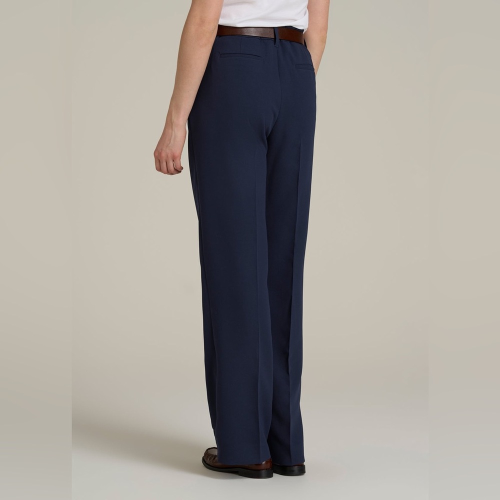 American Tall Wide Leg Pleated Dress Pants 2.0 34” Long Inseam Navy Blue - Picture 3 of 8